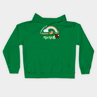 St Patrick's Day Catch a Rainbow Cute Cat Kids Hoodie